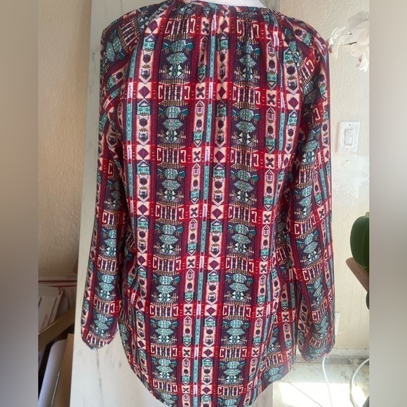 Cato Women’s Size Small Boho Style Blouse Tassel Tie Detail - Picture 2 of 5